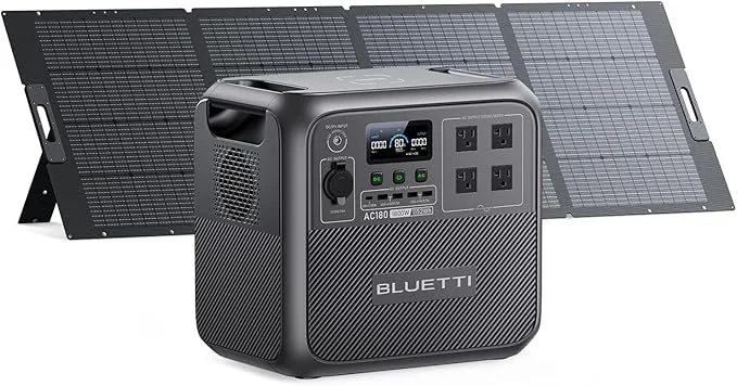 สินค้าพิเศษวันแบรนด์：Travel Essentials---BLUETTI Solar Generator AC180 with 350W Solar Panel (Ships Separately), 1152Wh Portable Power Station w/ 4 1800W (2700W Surge) AC Outlets, LFP Power for Camping, Off-grid.