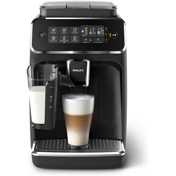 สินค้าพิเศษวันแบรนด์：เครื่องชงกาแฟเอสเพรสโซอัตโนมัติ Philips Series 3200, เครื่องตีฟองนม LatteGo, กาแฟ 5 ชนิด, หน้าจอสัมผัสใช้งานง่าย, เครื่องบดเซรามิก 100%, ตัวกรอง AquaClean, My Coffee